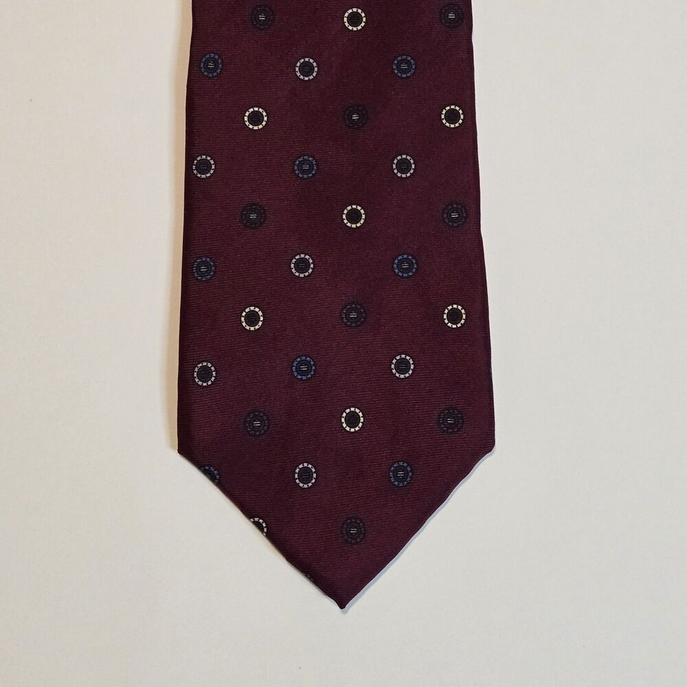 HARBOUR CLUB 100% SILK NECKTIE MENS Burgundy Made in Italy 56" x 3.25"